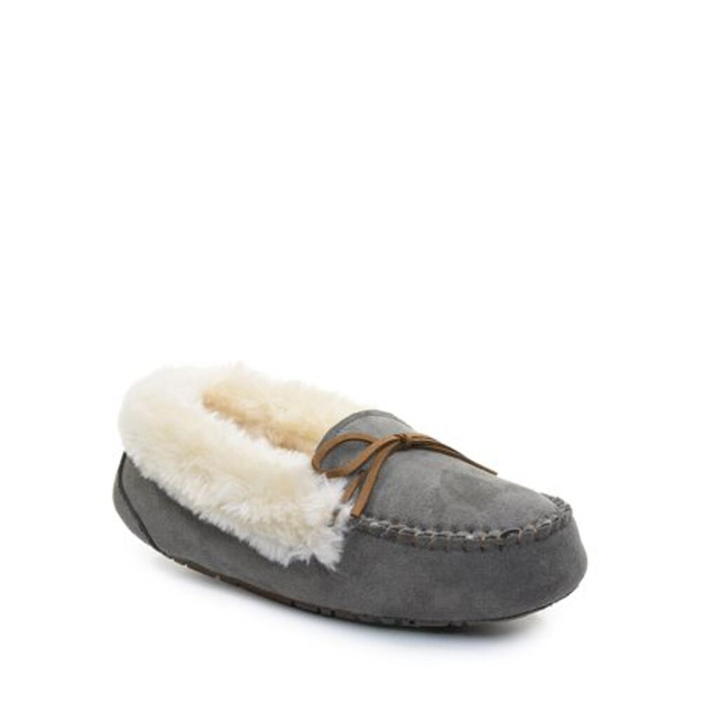 Women's Portland Boot Co Furious Faux Fur Lined Moccasin Slippers - Grey - 5